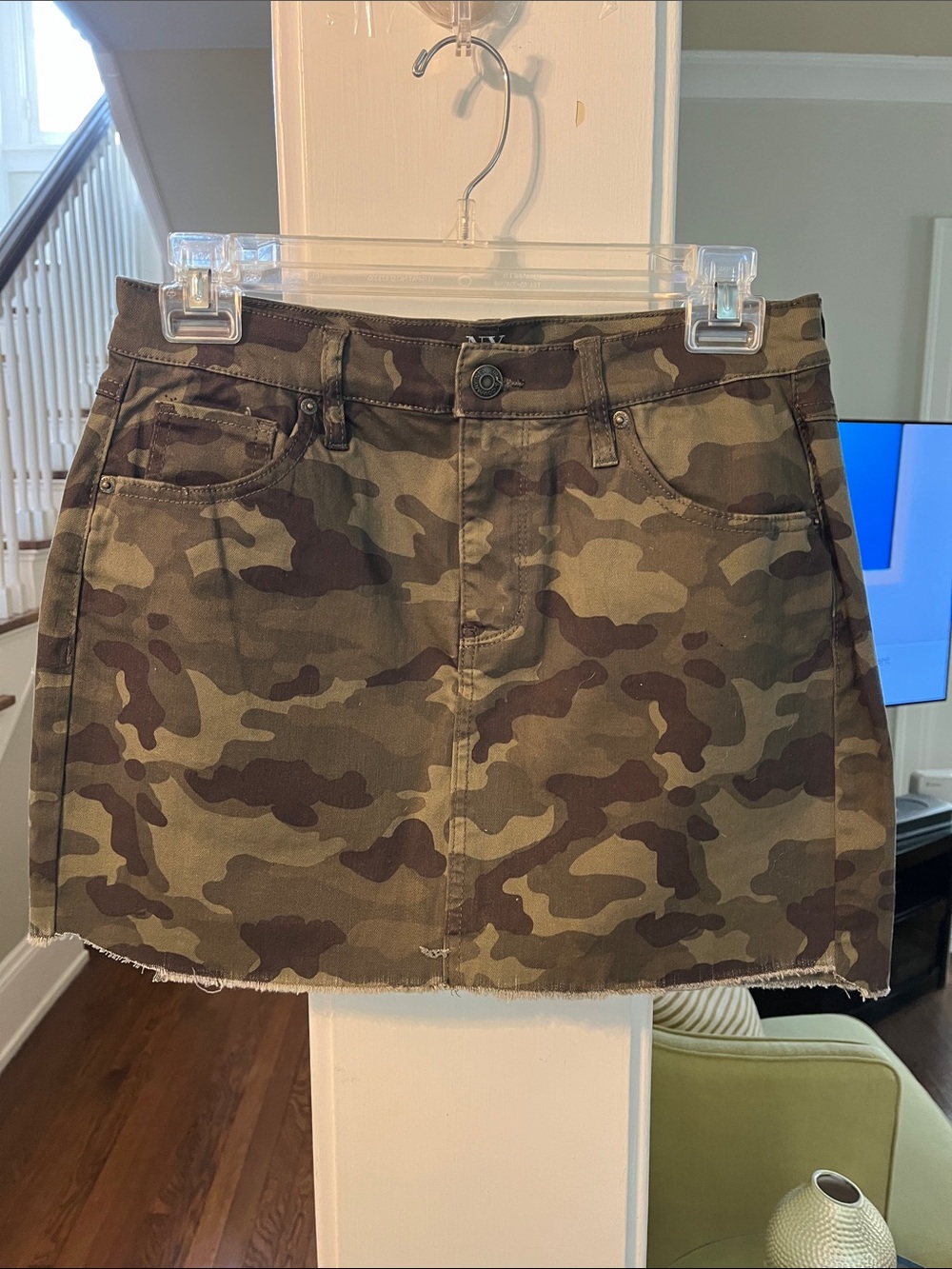 NWT New York & Company Camo Mini Skirt in Olive and Brown